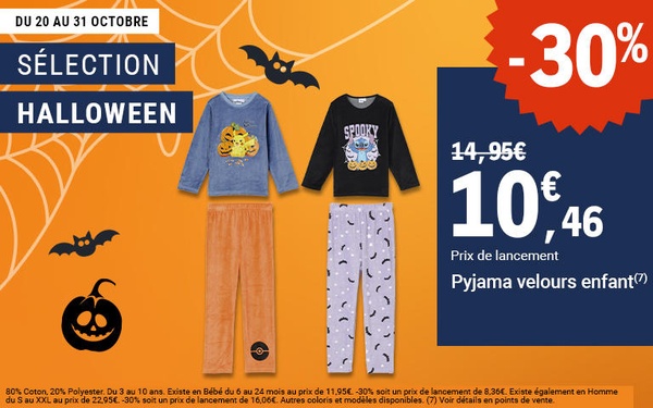 Pyjama enfant — Du 20 au 31 octobre 2026