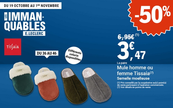Mules Tissaia — Du 19 octobre au 1er novembre 2026